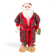 Santa in Tartan Robe with Slippers