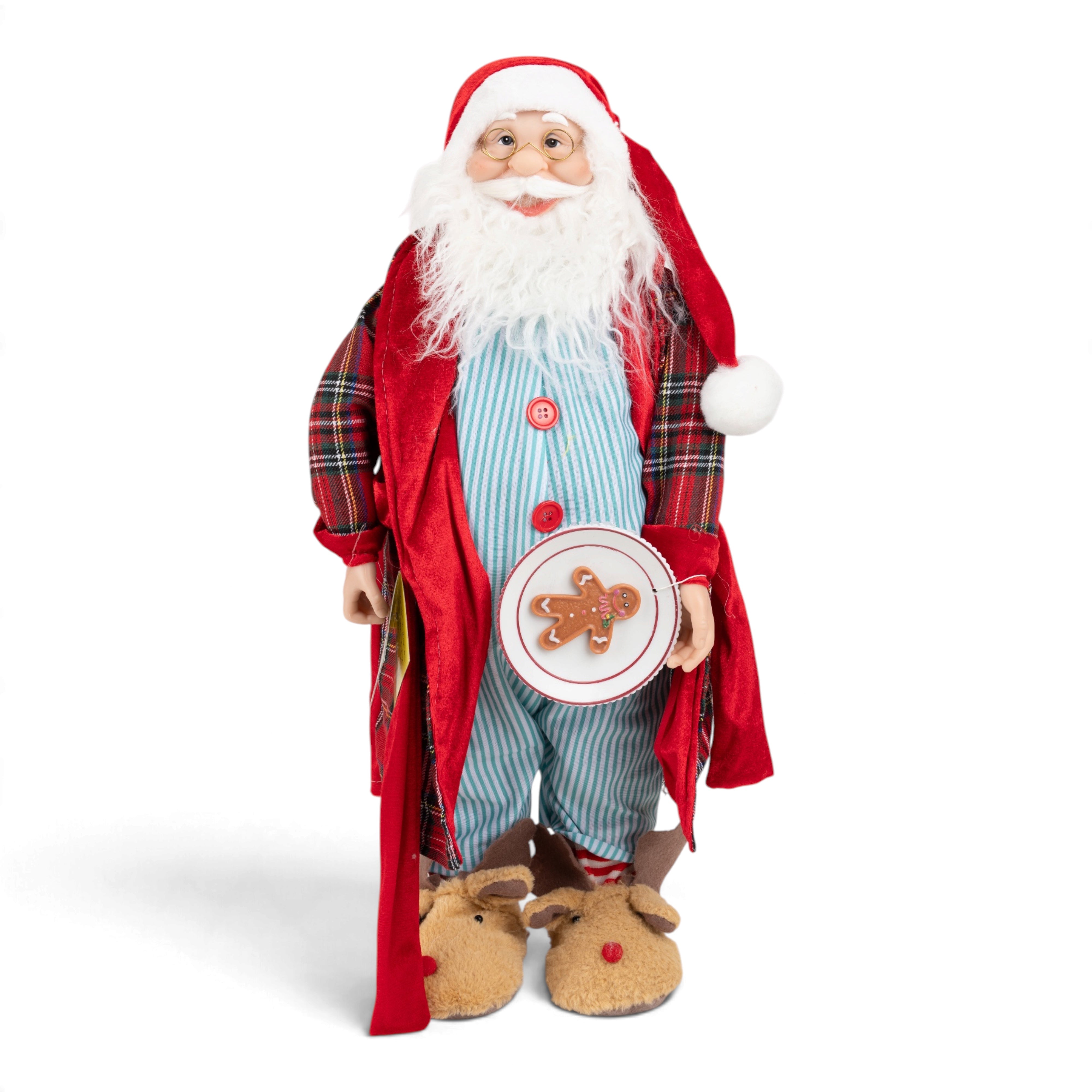 Santa in Striped Pyjamas with Cookie Plate