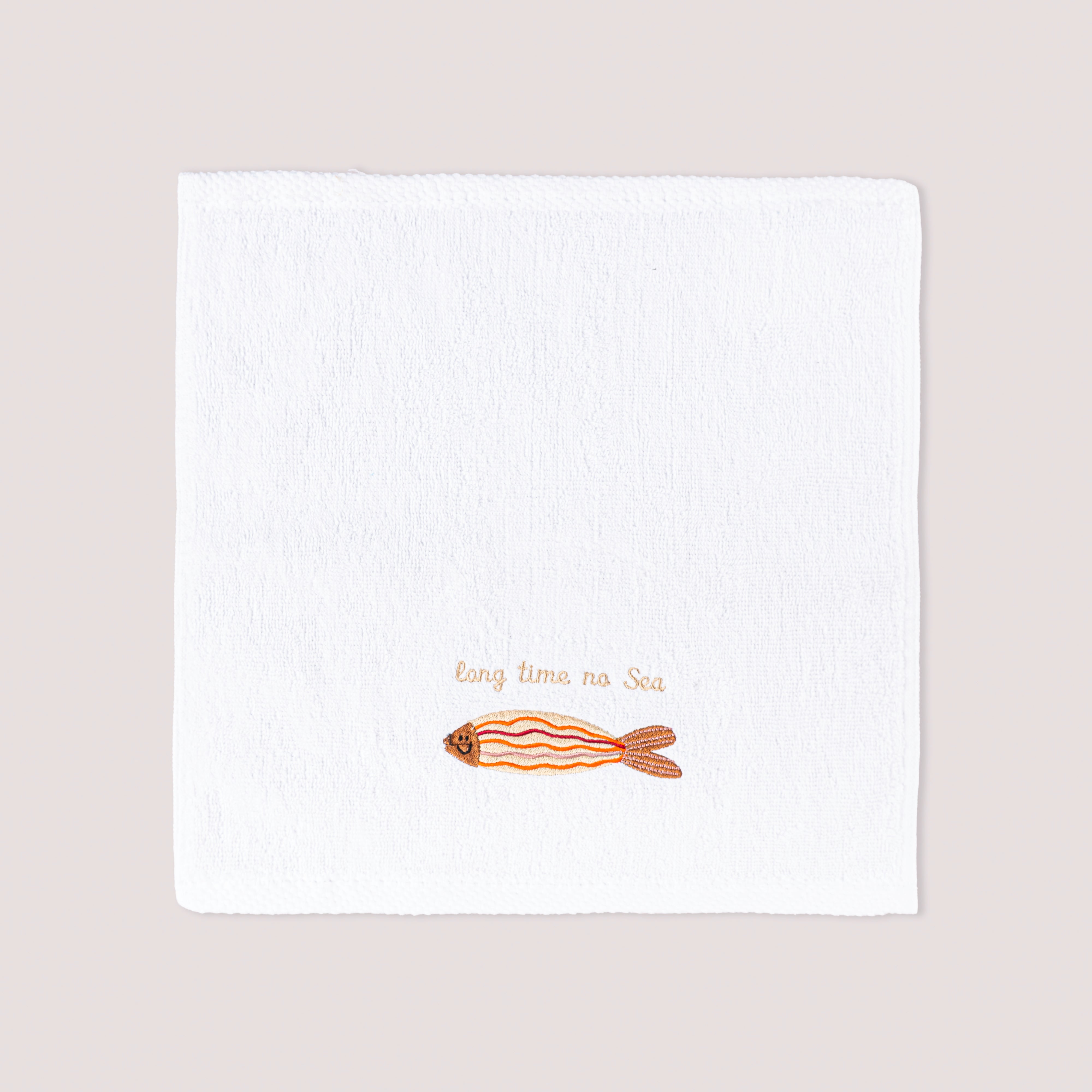 Sea Breeze Embroidered Cotton Towel – 33 × 33 cm