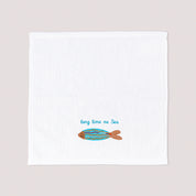 Sea Breeze Embroidered Cotton Towel – 33 × 33 cm