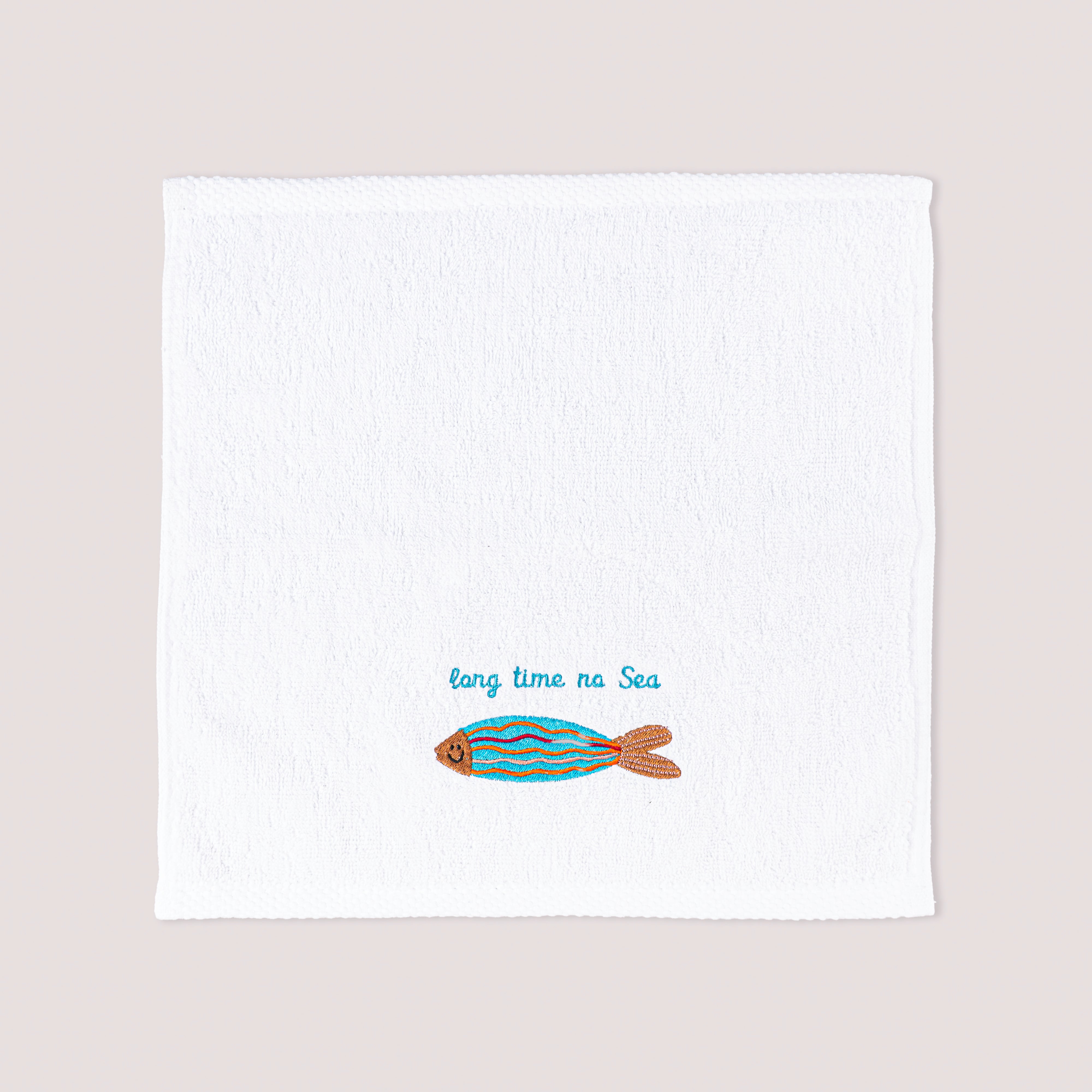 Sea Breeze Embroidered Cotton Towel – 33 × 33 cm