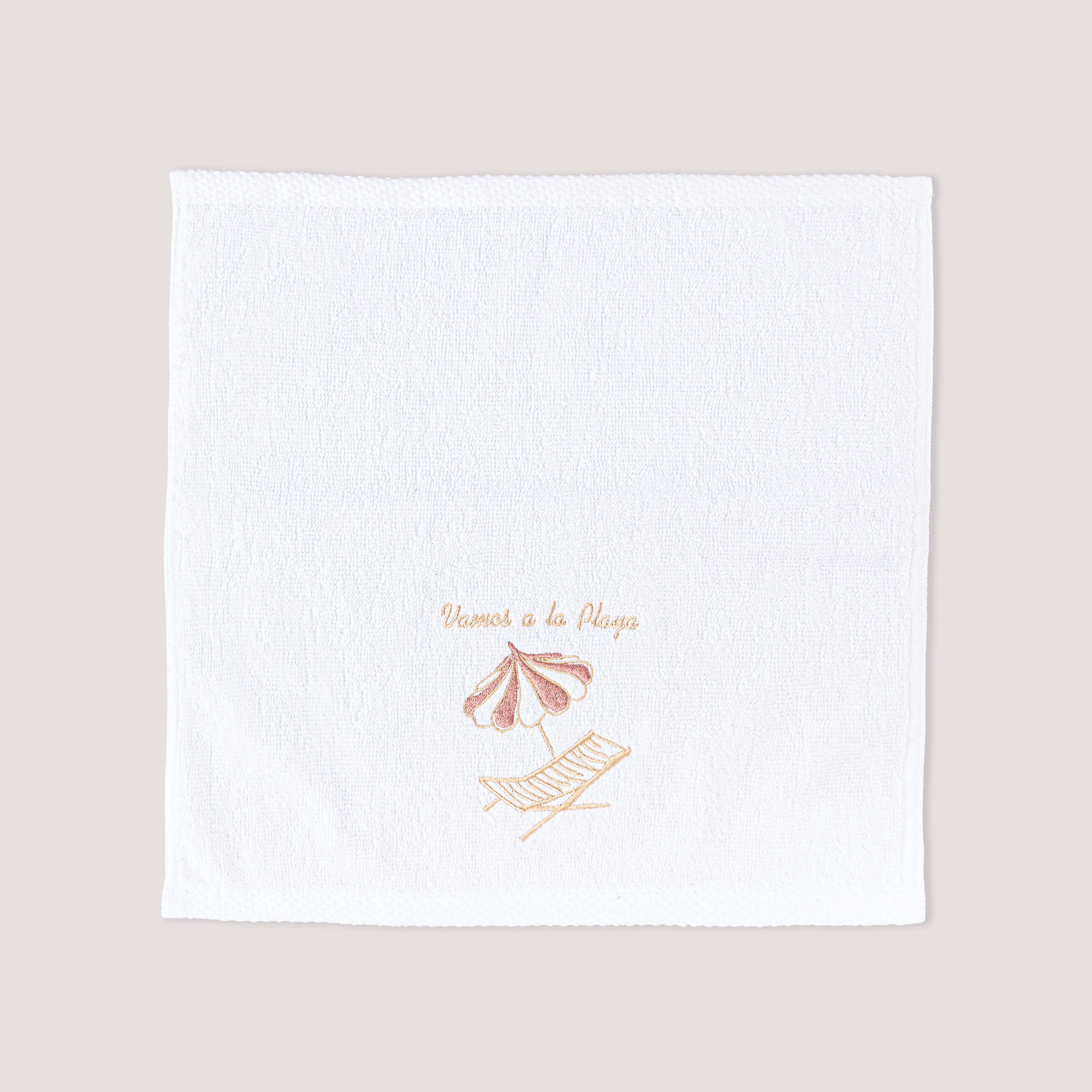 Sea Breeze Embroidered Cotton Towel – 33 × 33 cm
