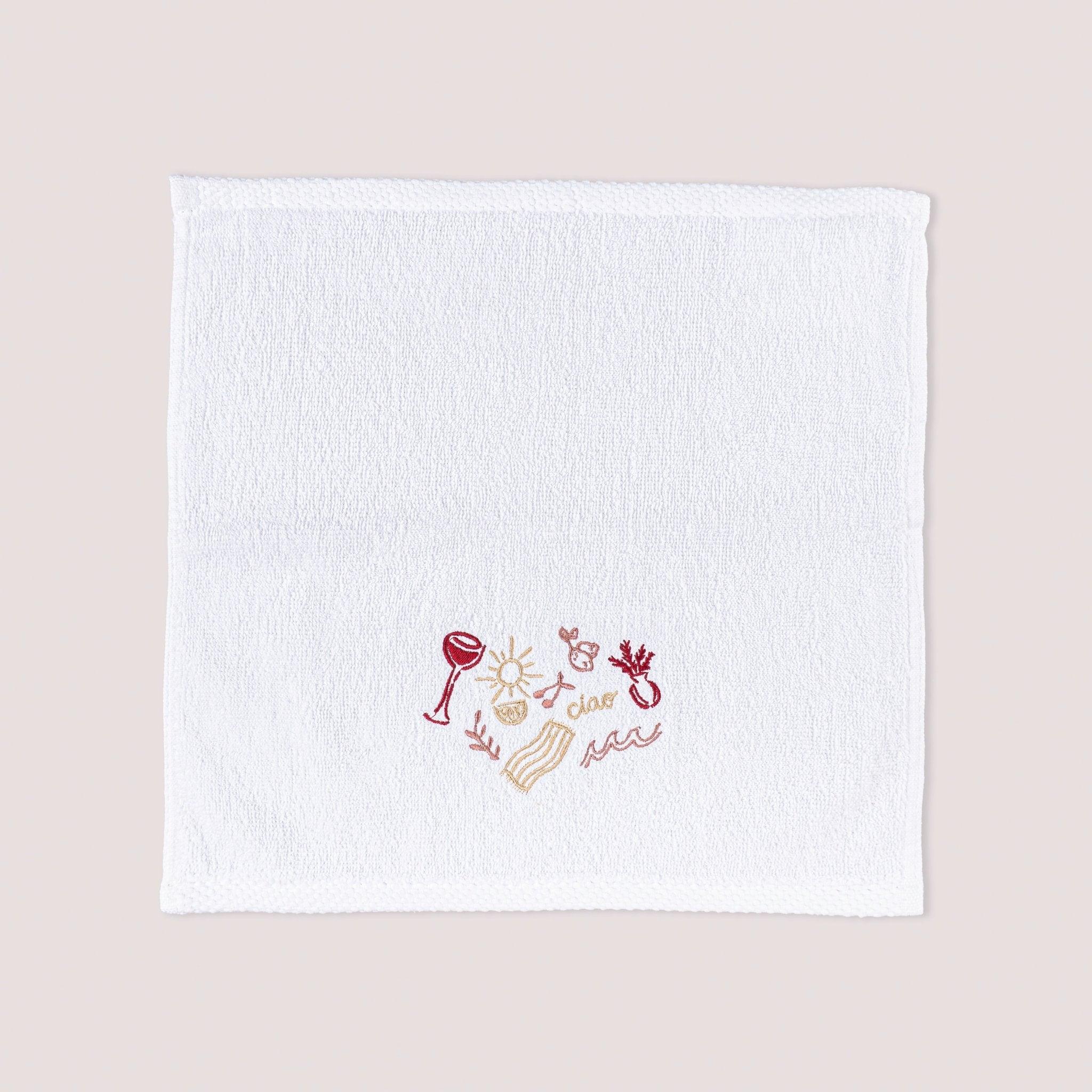 Sea Breeze Embroidered Cotton Towel – 33 × 33 cm - Urban Home