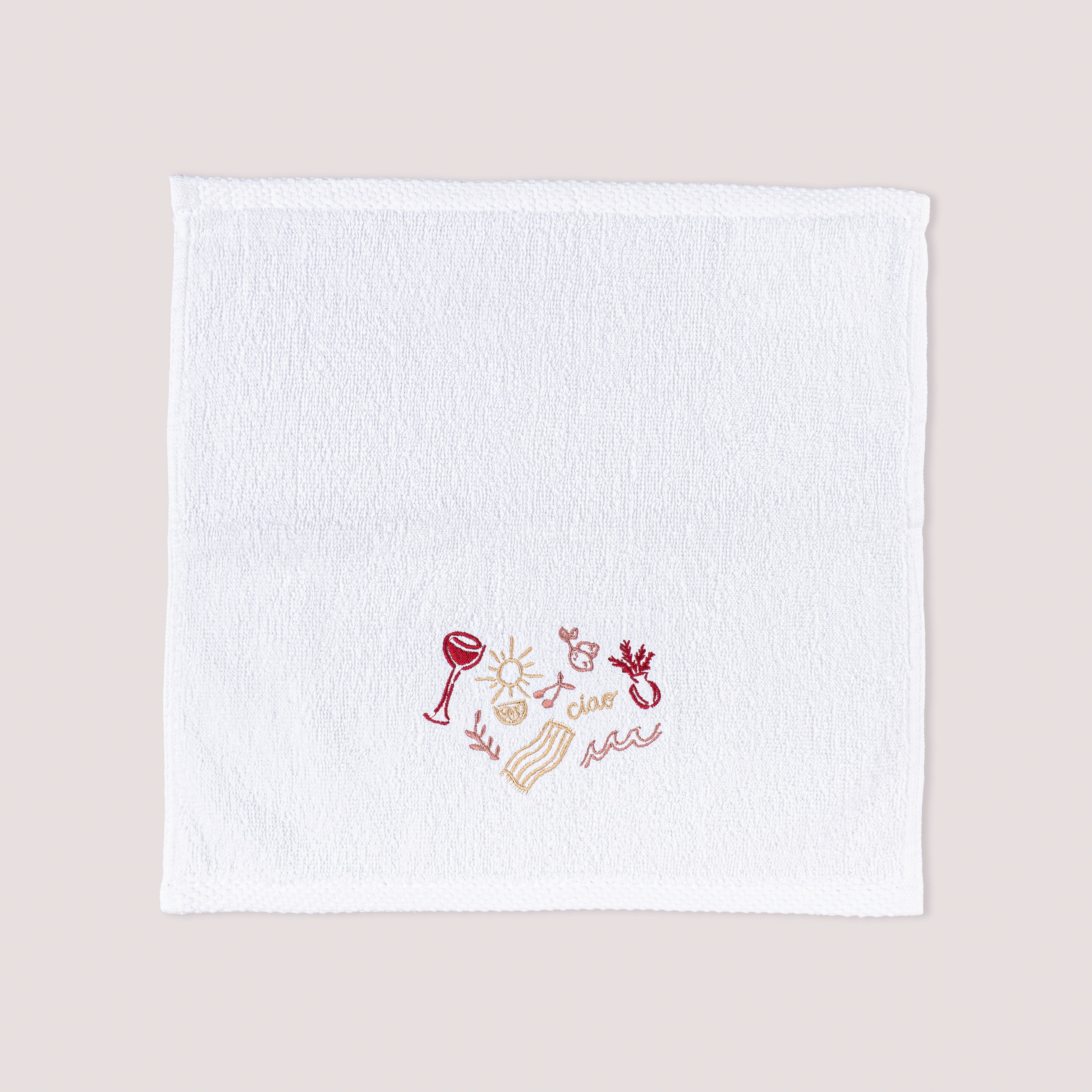 Sea Breeze Embroidered Cotton Towel – 33 × 33 cm