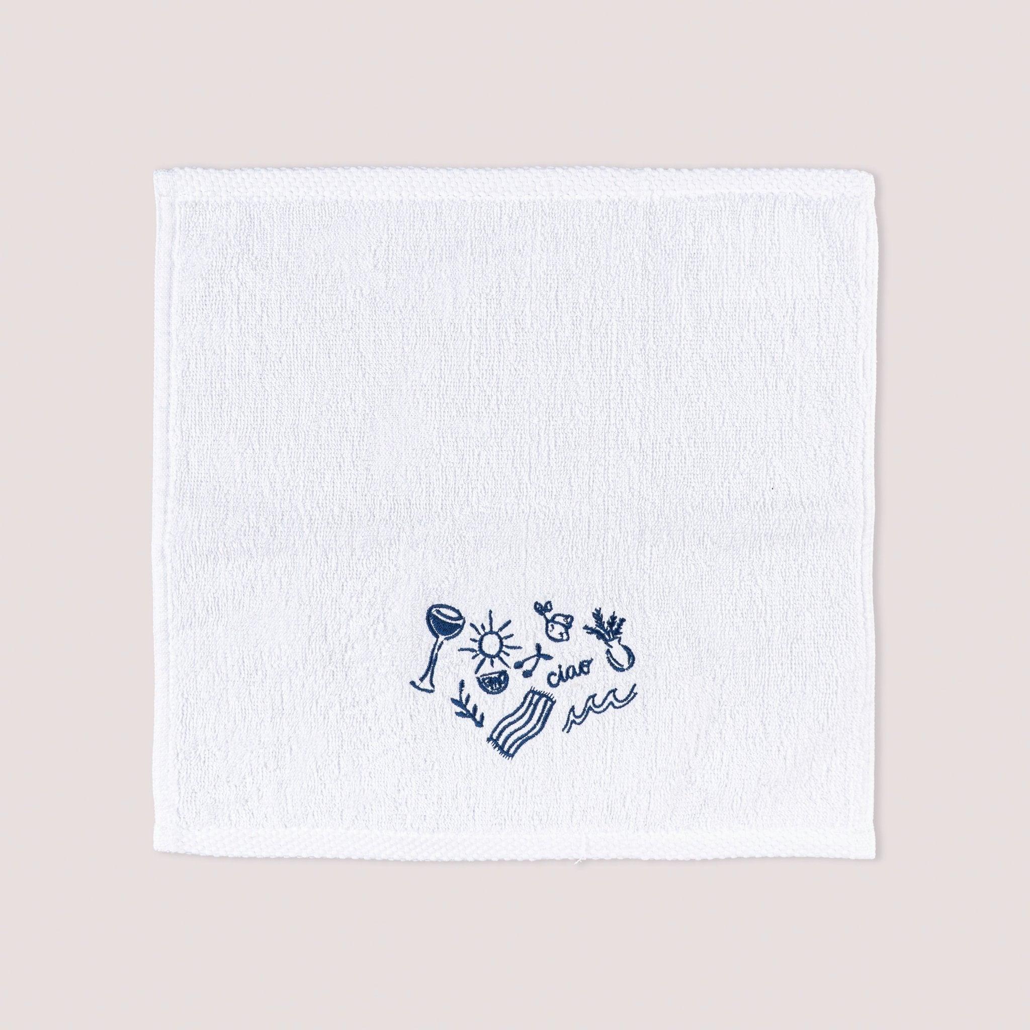 Sea Breeze Embroidered Cotton Towel – 33 × 33 cm - Urban Home