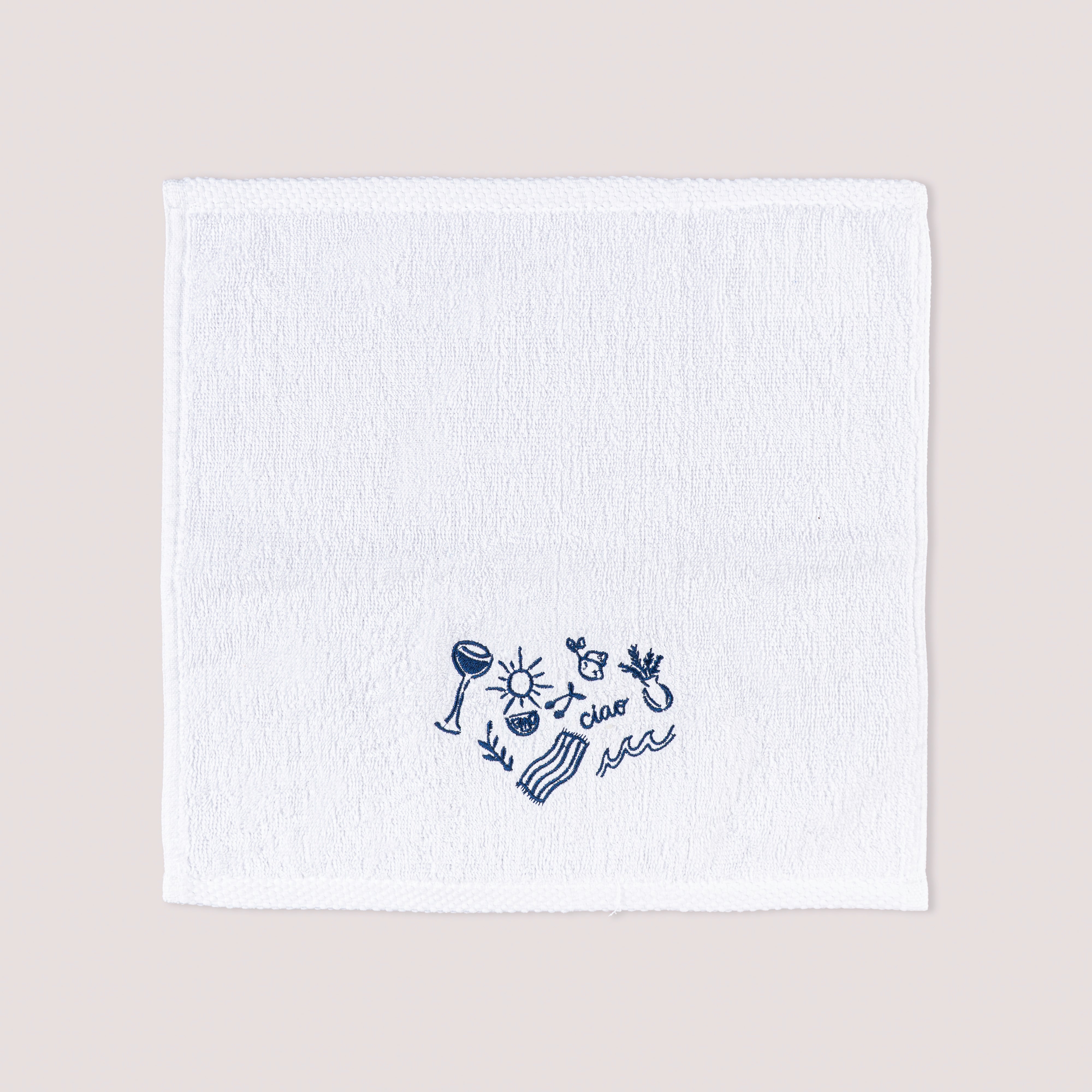 Sea Breeze Embroidered Cotton Towel – 33 × 33 cm