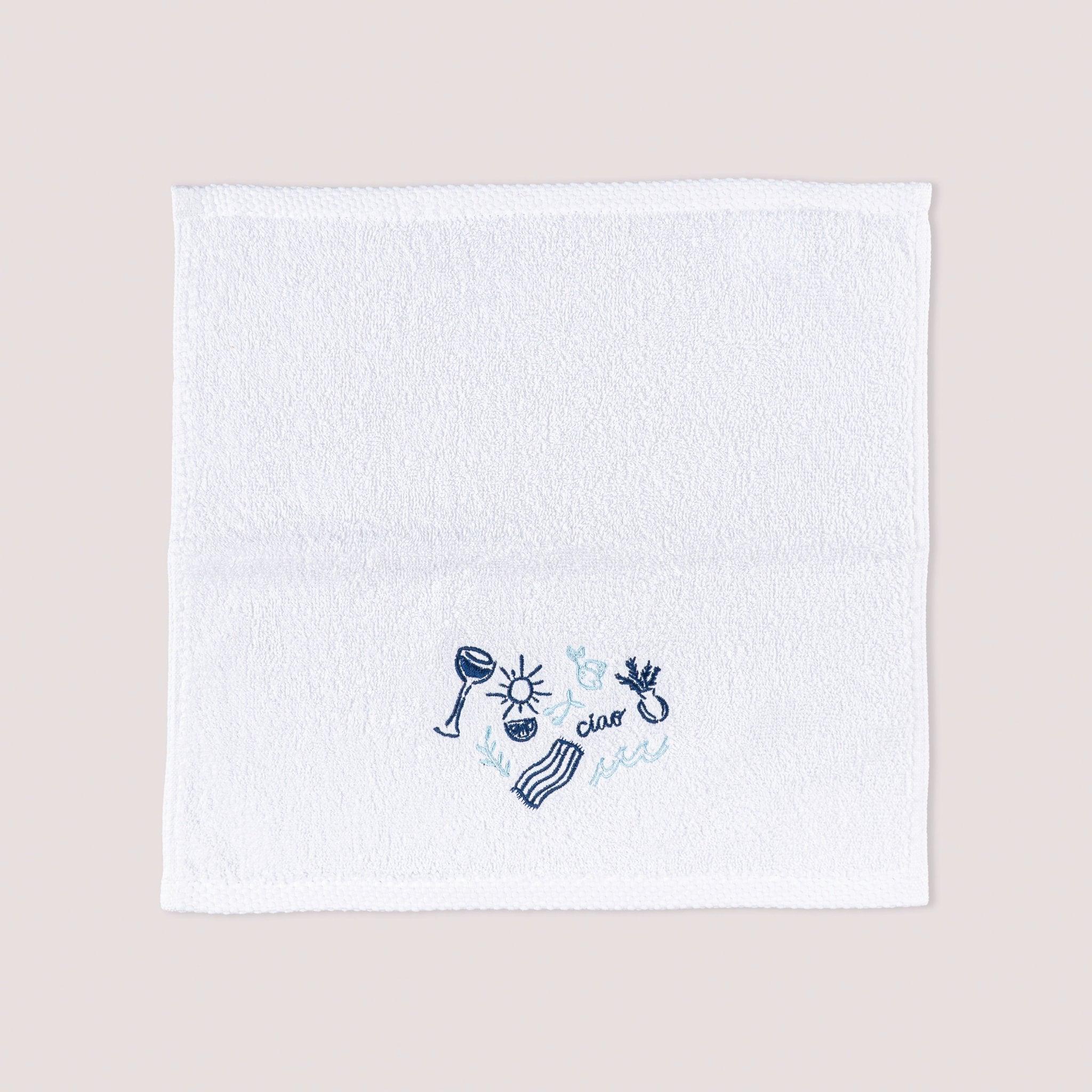 Sea Breeze Embroidered Cotton Towel – 33 × 33 cm - Urban Home