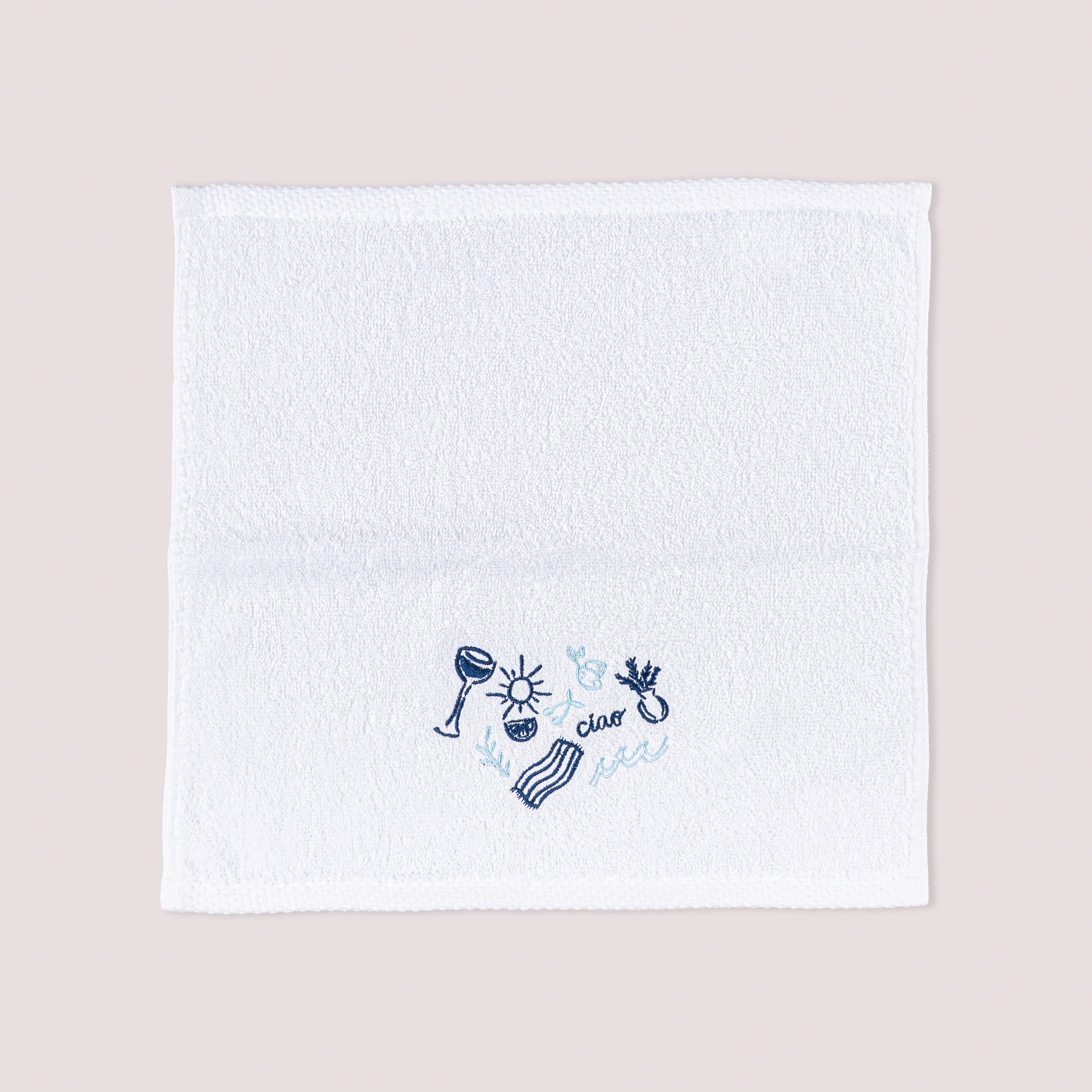 Sea Breeze Embroidered Cotton Towel – 33 × 33 cm