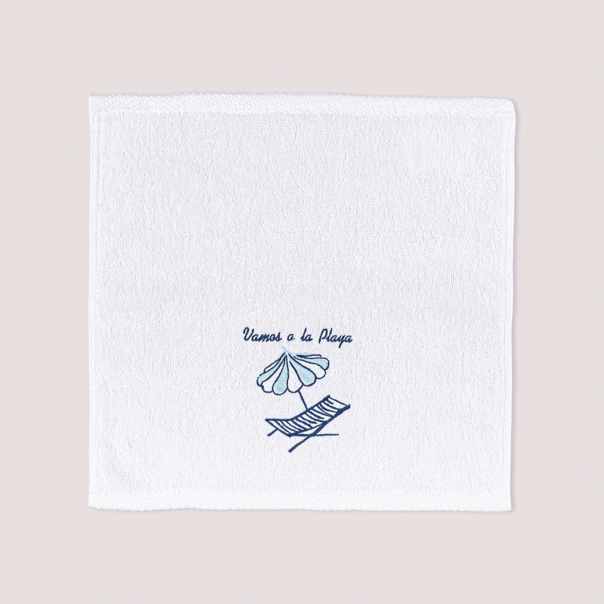 Sea Breeze Embroidered Cotton Towel – 33 × 33 cm - Urban Home