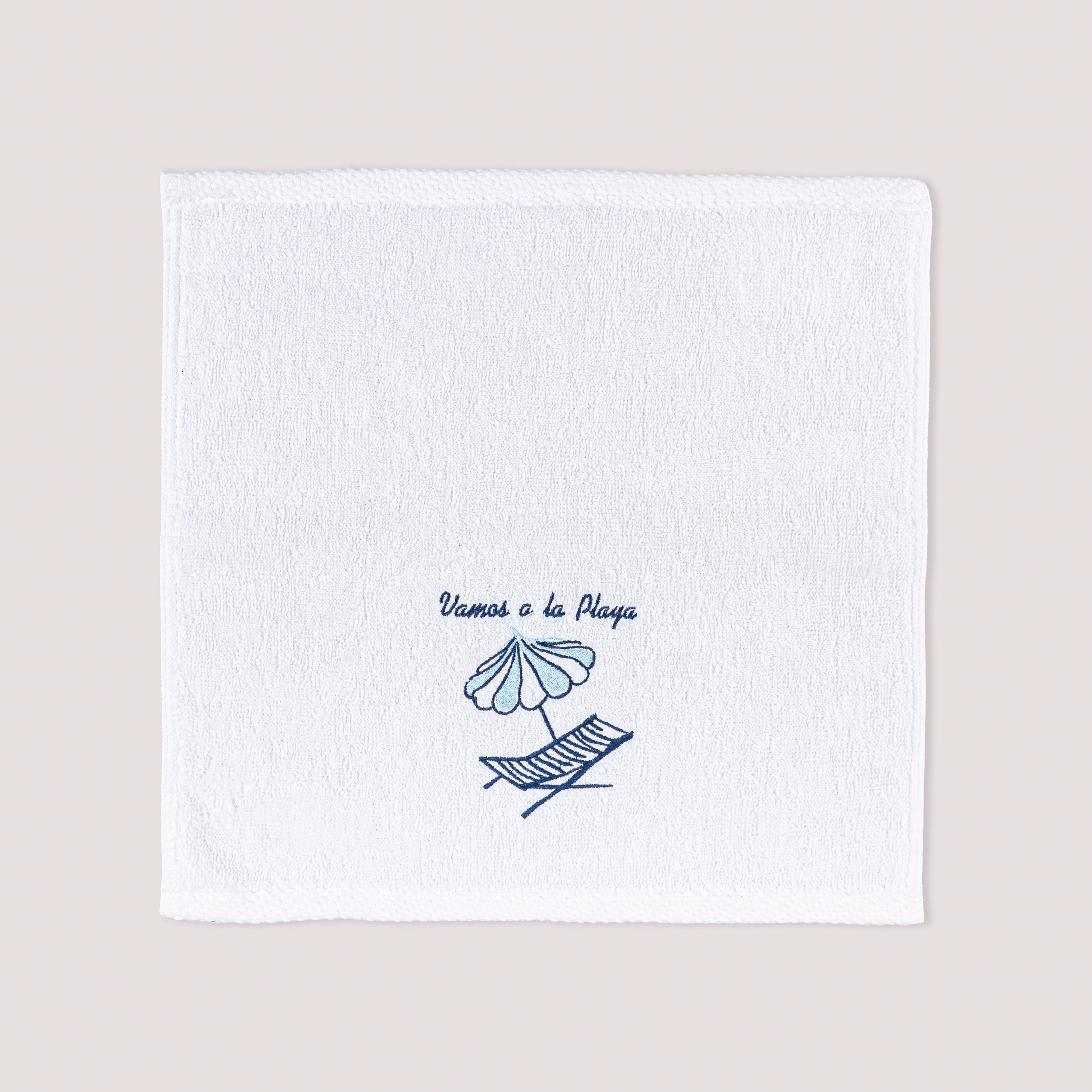 Sea Breeze Embroidered Cotton Towel – 33 × 33 cm