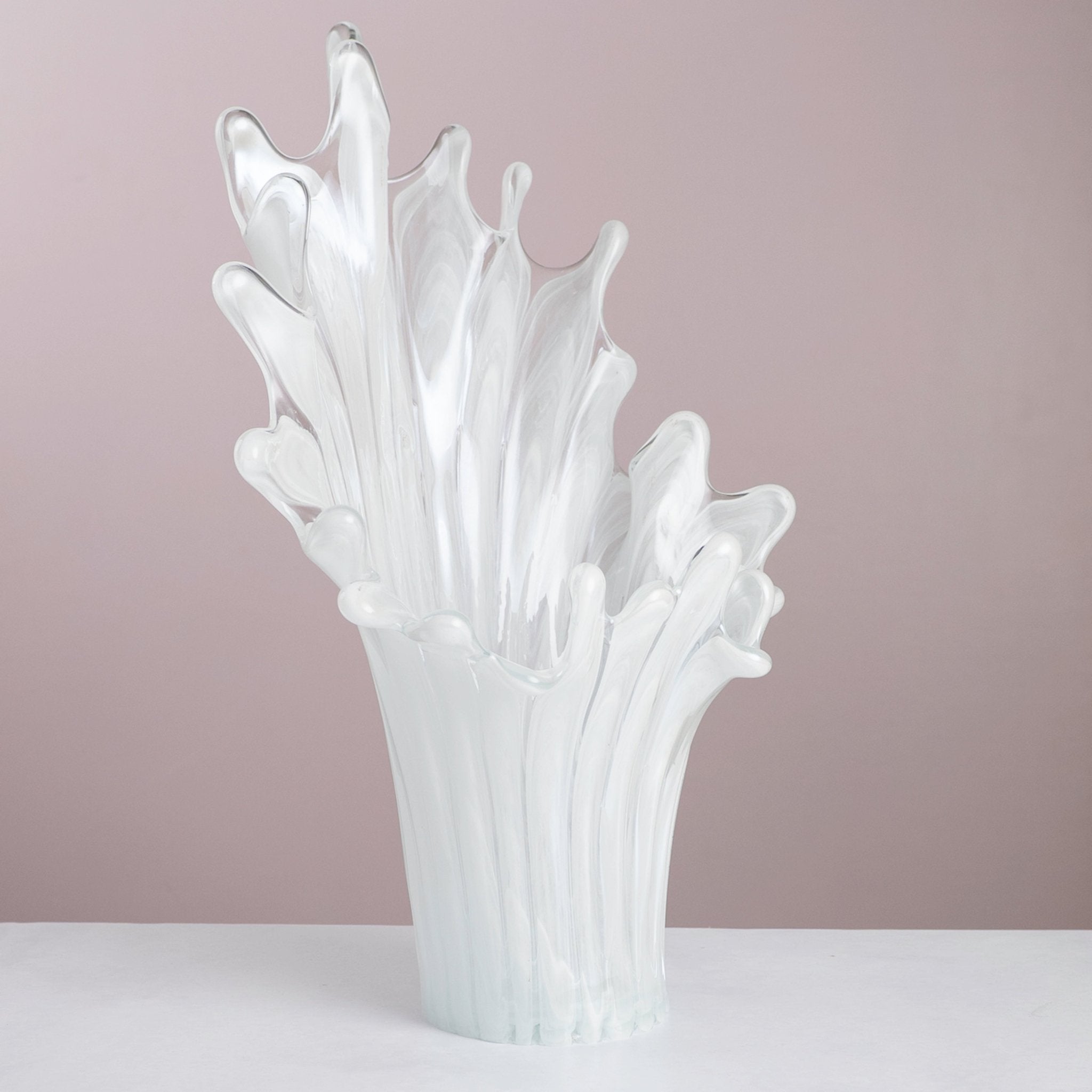 Italian Murano Glass Rose Beige Splash Vase D34×H44cm - Urban Home