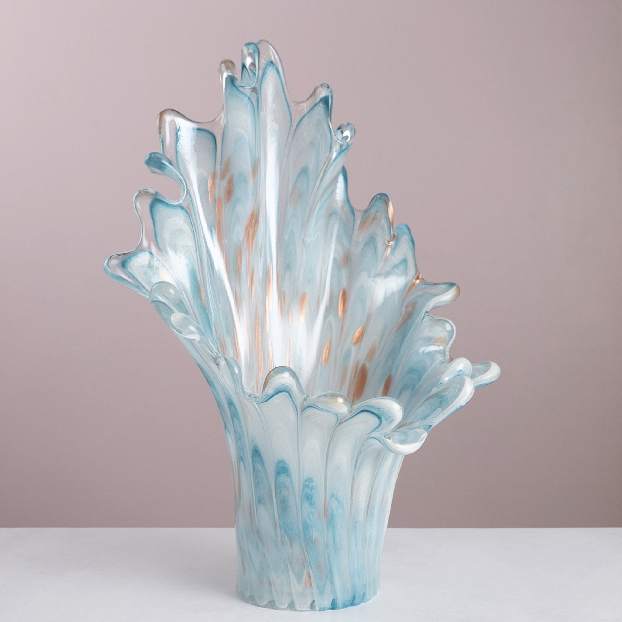 Italian Murano Glass Light Blue Splash Vase D34×H44cm - Urban Home