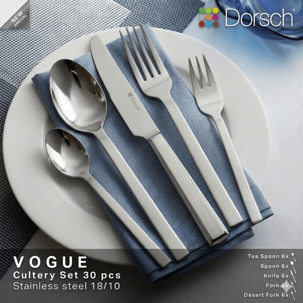 Dorsch Vogue Cutlery Set – 30 Pieces (Stainless Steel 18/10) - Urban Home